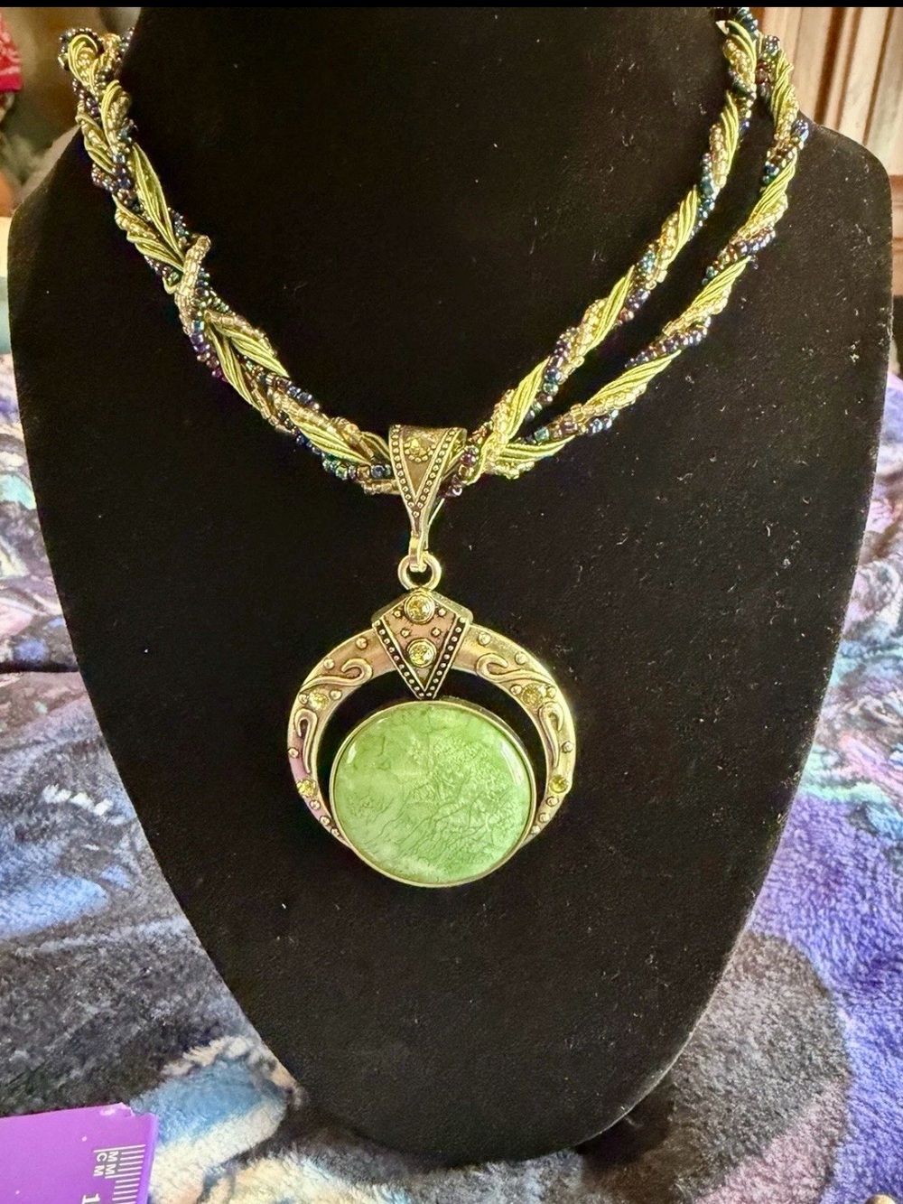 Boho Green Enamel Pendant Necklace - Unbranded